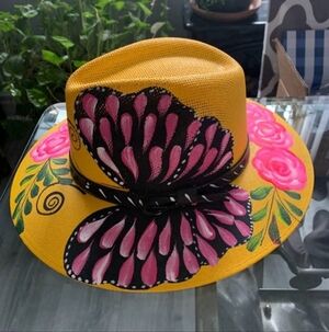 Mexico Yellow Floral Butterfly Hat
